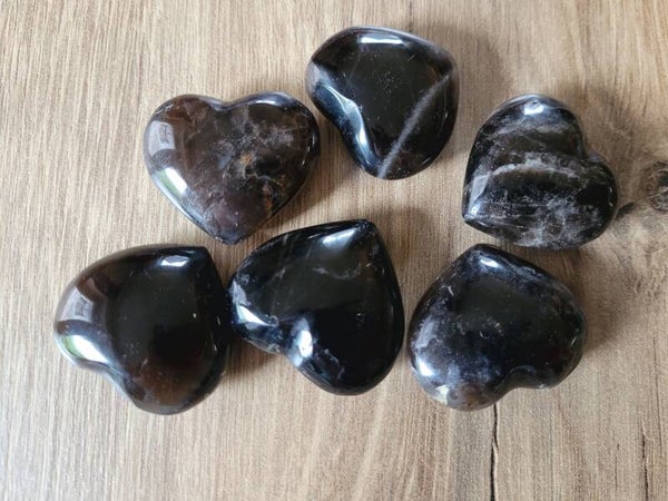 Hartje donker Rookkwarts, Herz Rauchquarz 4 cm Heart Smokey Quartz
