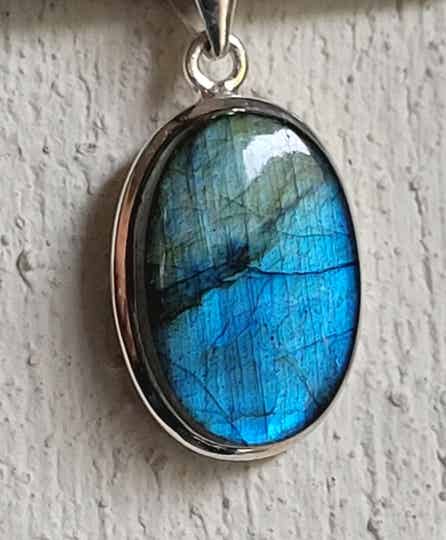 Zilver hanger Labradoriet Blue flash Oval 2,5 cm Silber Anhänger Labradorit, Silver pendant Labradorite blue flash