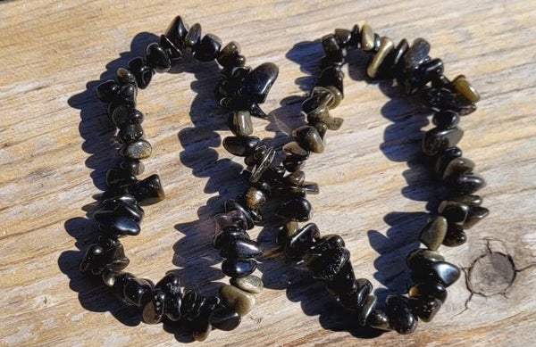 Armband goud Obsidiaan splitarmband Gold Obsidian bracelet