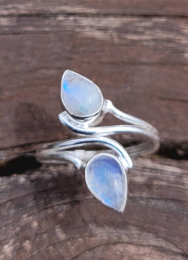 Zilver Ring Regenboog Maansteen verstelbaar, Silber Ring Regenbogen Mondstein,  verstelbahr, Silver Ring Rainbow Moonstone Adjustable