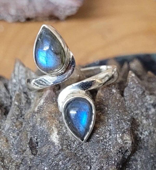 Verstelbare Zilver Ring Labradoriet, Silber Ring Labradorit Verstelbahr, Silver Ring Labradorite Adjustable