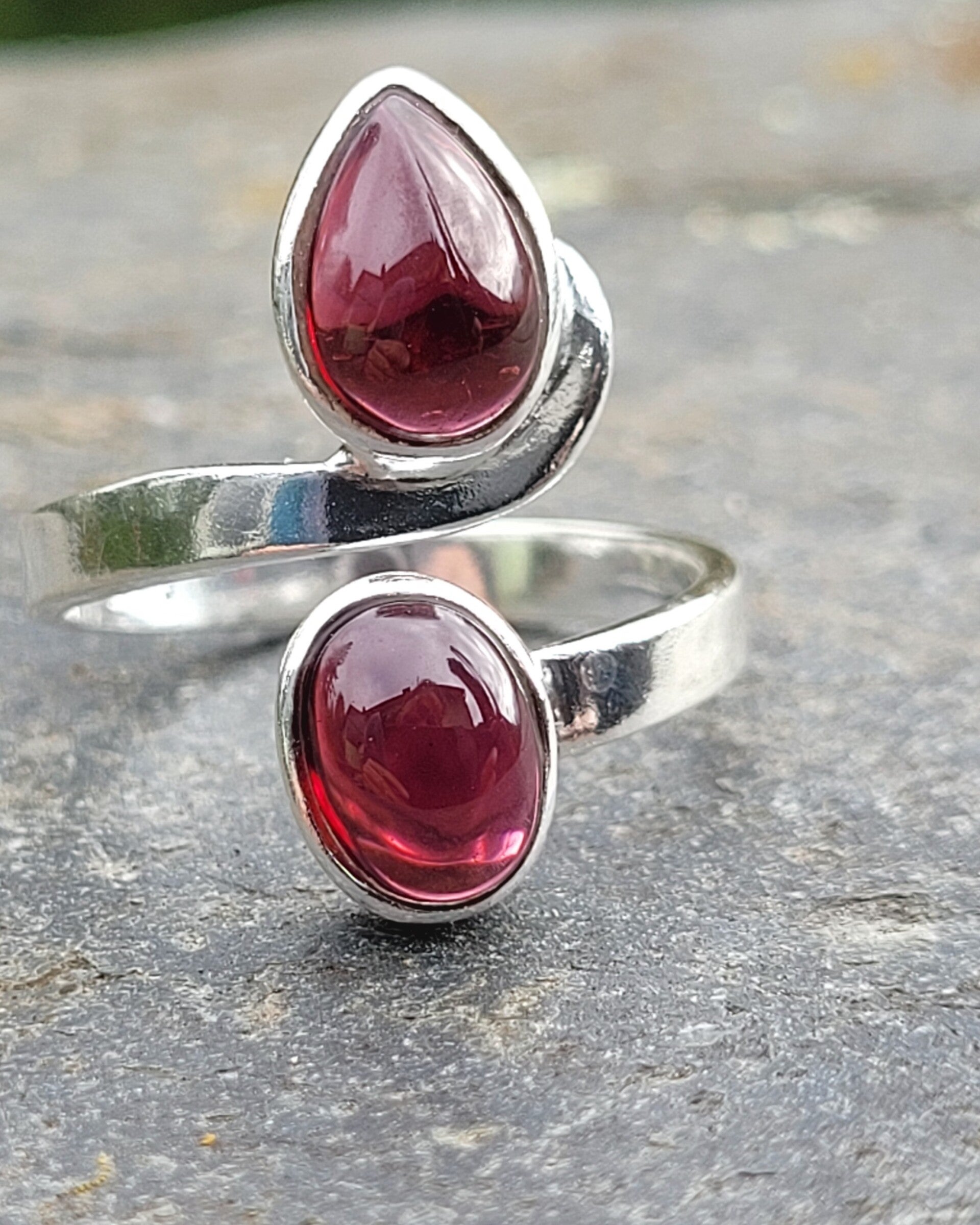 Zilver Ring Granaat verstelbaar, Silber Ring Granat verstelbahr, Silver Ring Granate adjustable