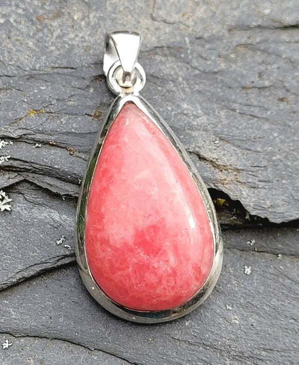 Zilver hanger Rhodochrosiet 3 cm Silver pendant Rhodochrosite, Silber Anhänger Rhodochrosit