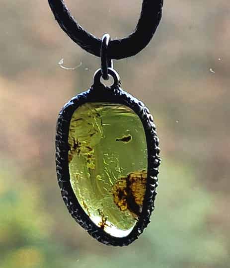 Handmade silver pendant Peridot, Olivine, 2,5 cm zilver hanger Olivijn/ peridoot, Anhänger Peridot / Olivin