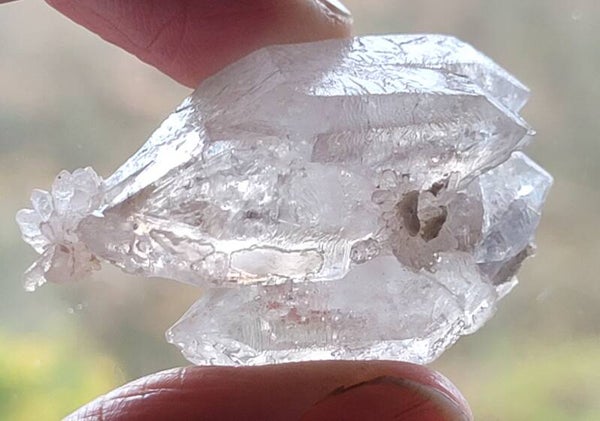 Brandberg Dubbeleinder met mini cluster 3,5 cm 16 gr. Brandberg doppeleder mit mini stufe, Brandberg quartz crystal