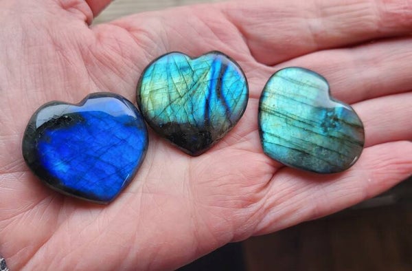 Hartje flash Labraforiet ca. 3,5 cm Herz Flash Labradorith, Heart Flash Labradorite