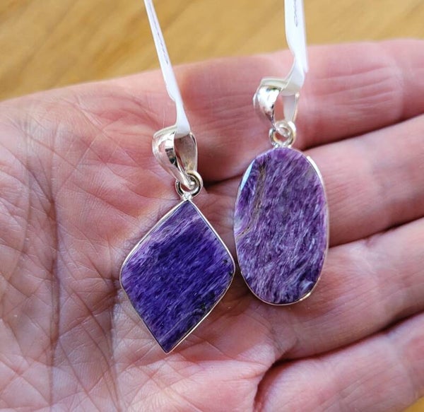Zilver hanger Charoiet,  Ca. 2,5 cm Anhänger Charoīt Silber, Charoite silver pendant
