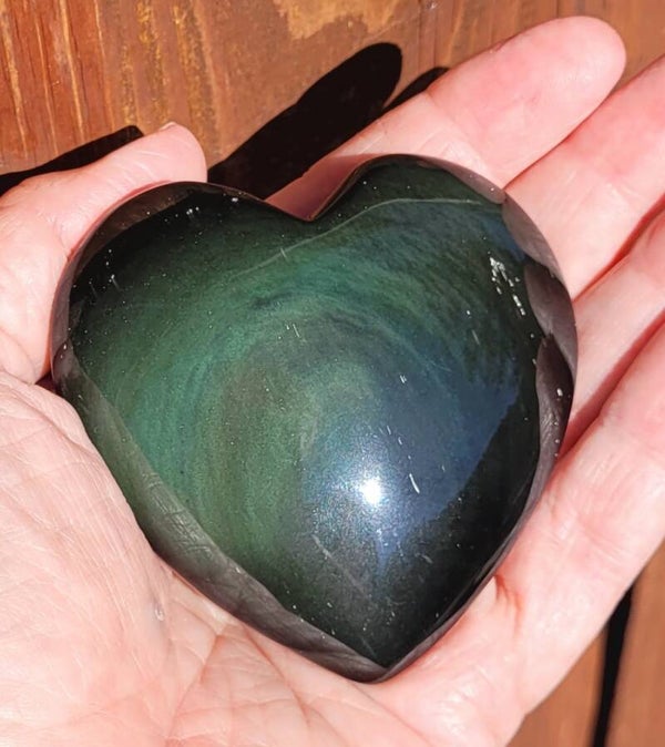 Regenboog Obsidiaan Hart 130 gr. 7 cm Herz regenbogen Obsidian, heart Rainbow Obsidian