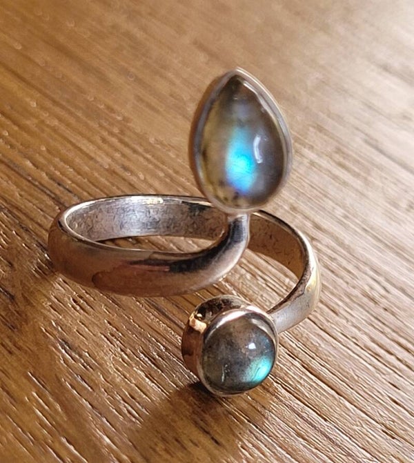 Verstelbare Zilver Ring Labradoriet, Silber Ring Labradorit Verstelbahr, Silver Ring Labradorite Adjustable