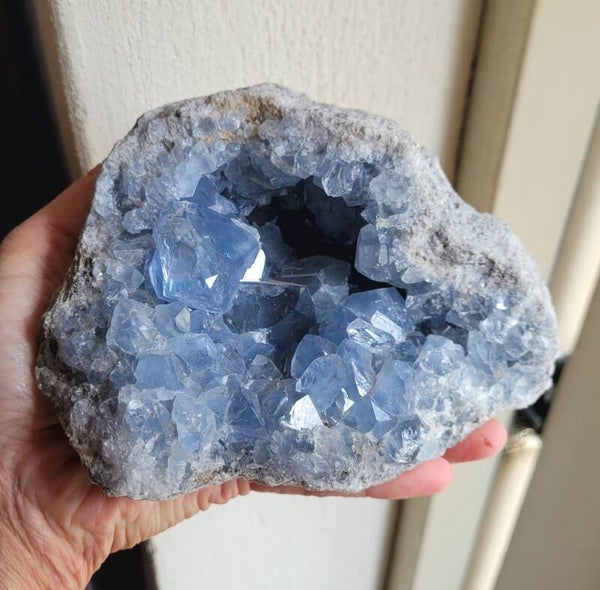 Geode Celestien 1764 gr. 14 cm Druse Celestin, Geode Celestine