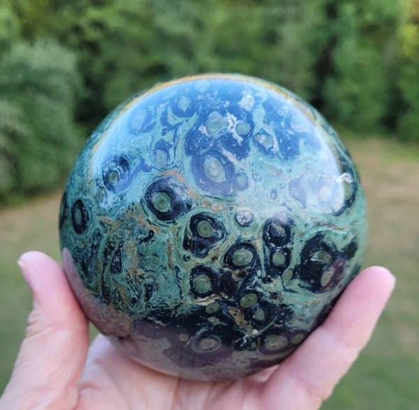 Bol Kambaba Jaspis, Kugel Eldarit, 1364 gr. 9,5 cm Sphere Kambaba Jasper