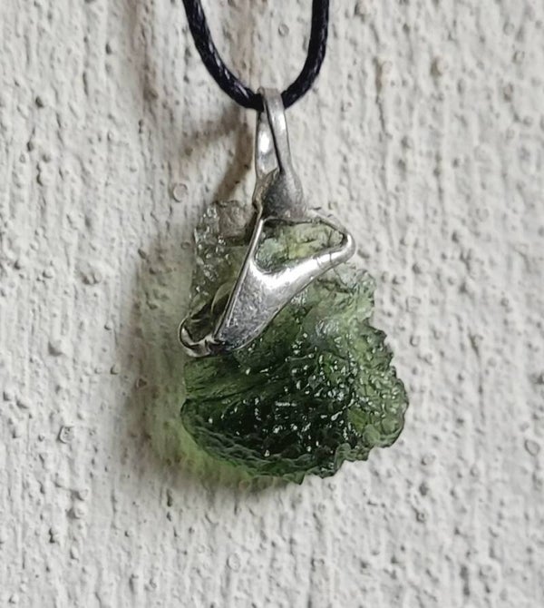 Moldavite silver pendant, 2 cm handmade moldaviet zilver, Silber Anhänger Moldavit,