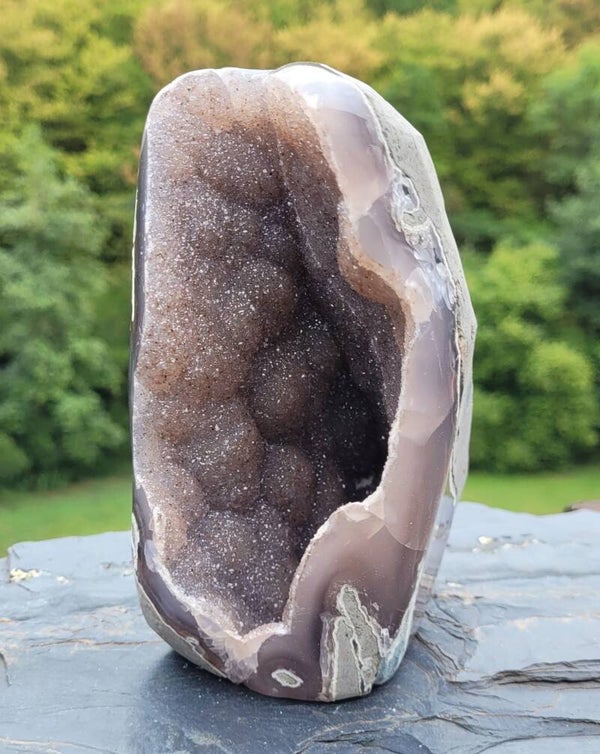 Standup geode Agate Amethyst Uruguay 1020 gr. 14 cm Standup Achat Amethyst, Standup Agaat Amethist Uruguay