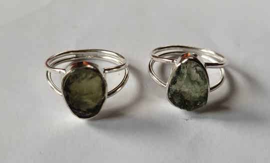 Zilver Ring  Moldaviet Silber ringe Moldavit, Silver Ring Moldavite