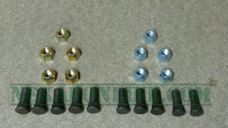 Linkse en rechtse wielbouten en wielmoeren