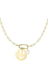 Smiley schakelketting - Goud