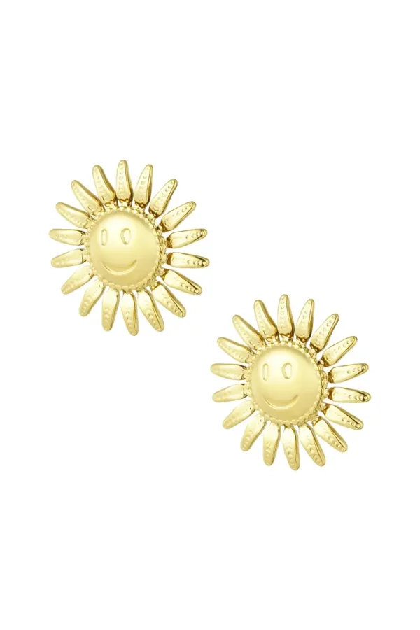Smiley sunny earring - Goud