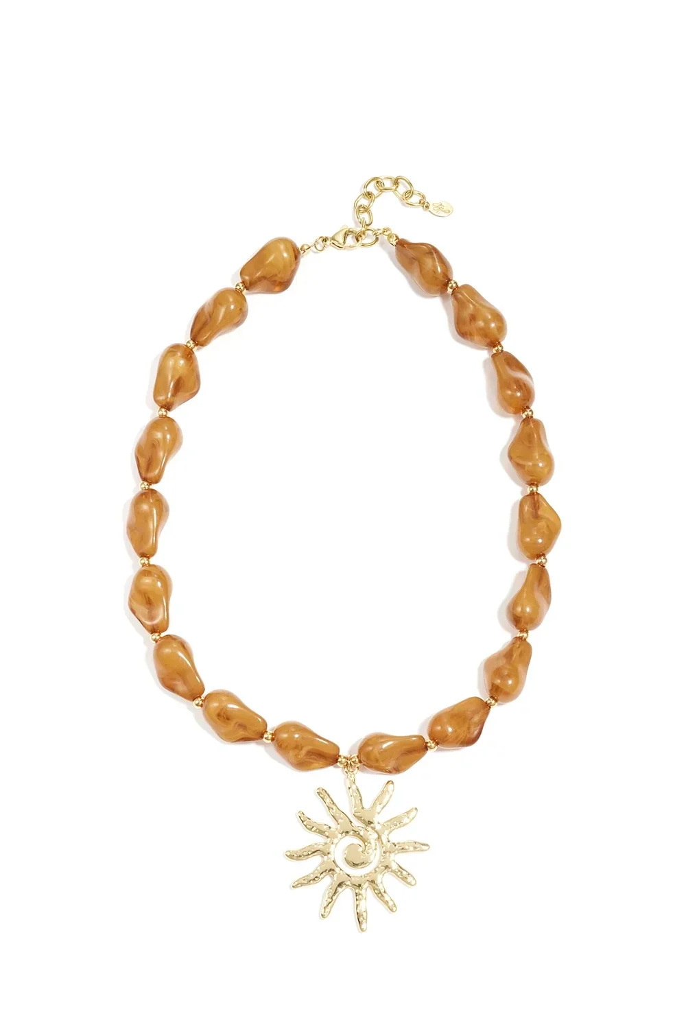 Kralen ketting met sunny bedel - Brown