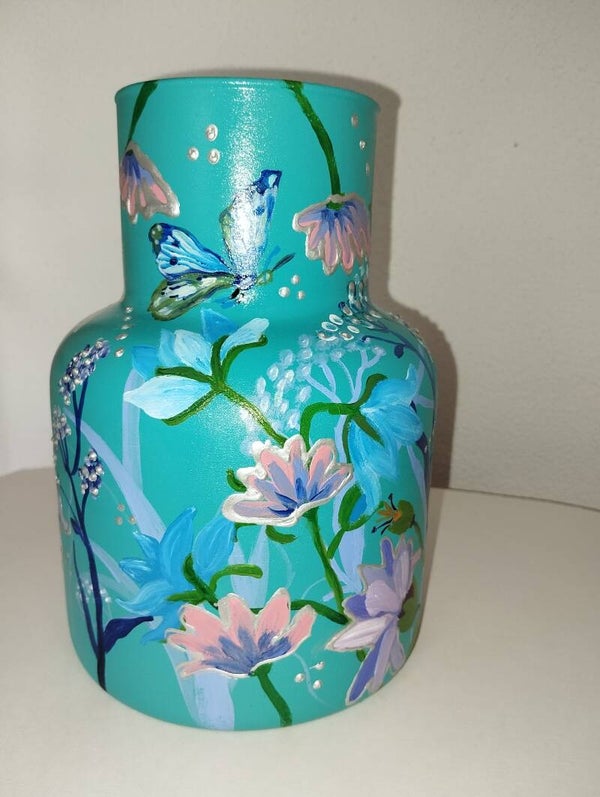 Turkooisgroene vaas 'veldboeket'