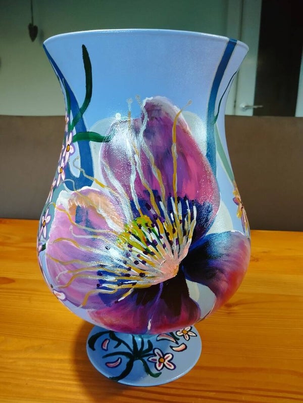 vaas ' kobaltblauw met bloemenboeket'