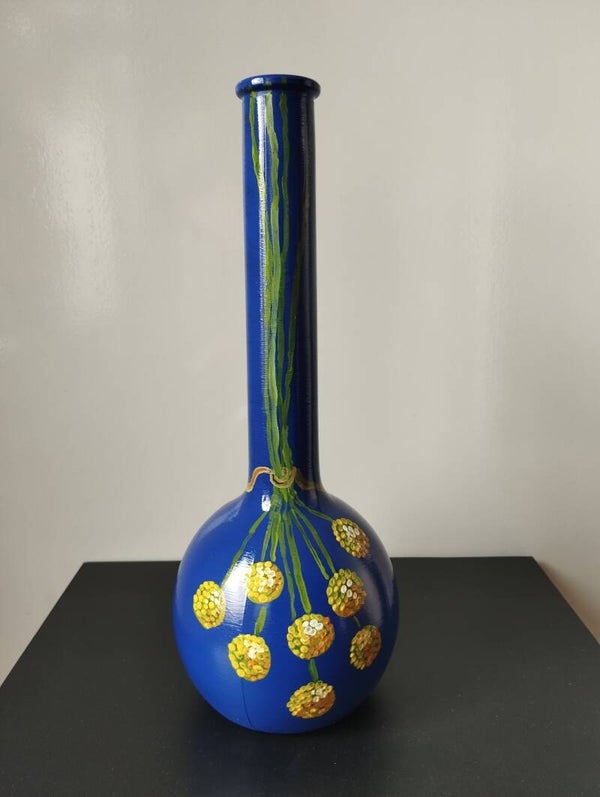 Blauw vaasje 'Craspedia'