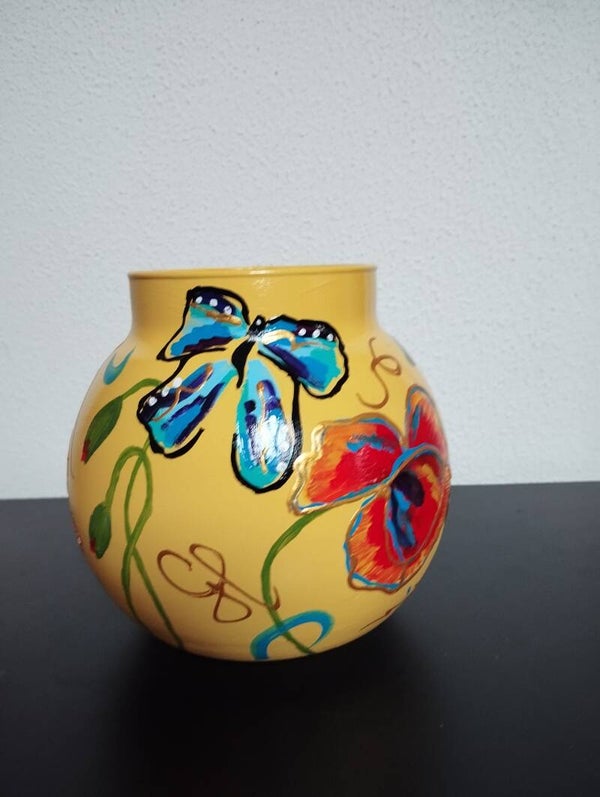 Gele vaas 'Butterflies' S