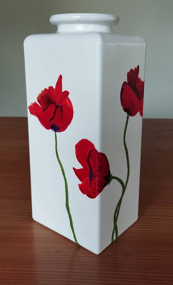 Fles 'oudwit met klaproosjes'