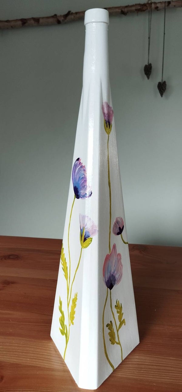 Vaas 'lila klaprozen op wit'