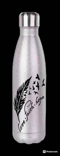 Glitzertrinkflasche Love Faith Hope