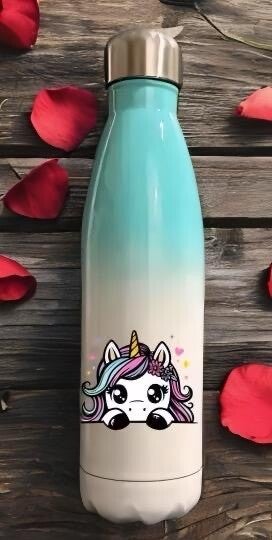 Trinkflasche Einhorn weiss/farbig