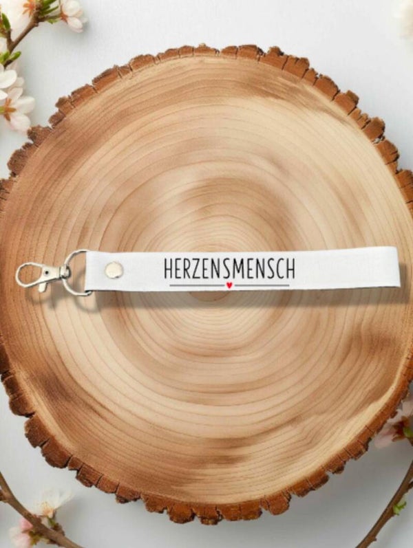 Schlüsselanhänger Stoffband Herzensmensch