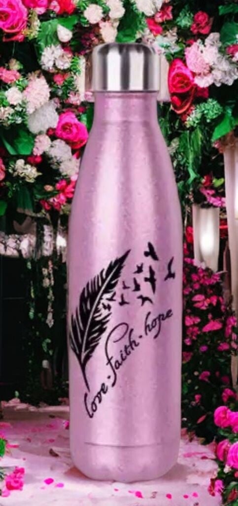Glitzer-Trinkflasche Hope Faith and Love