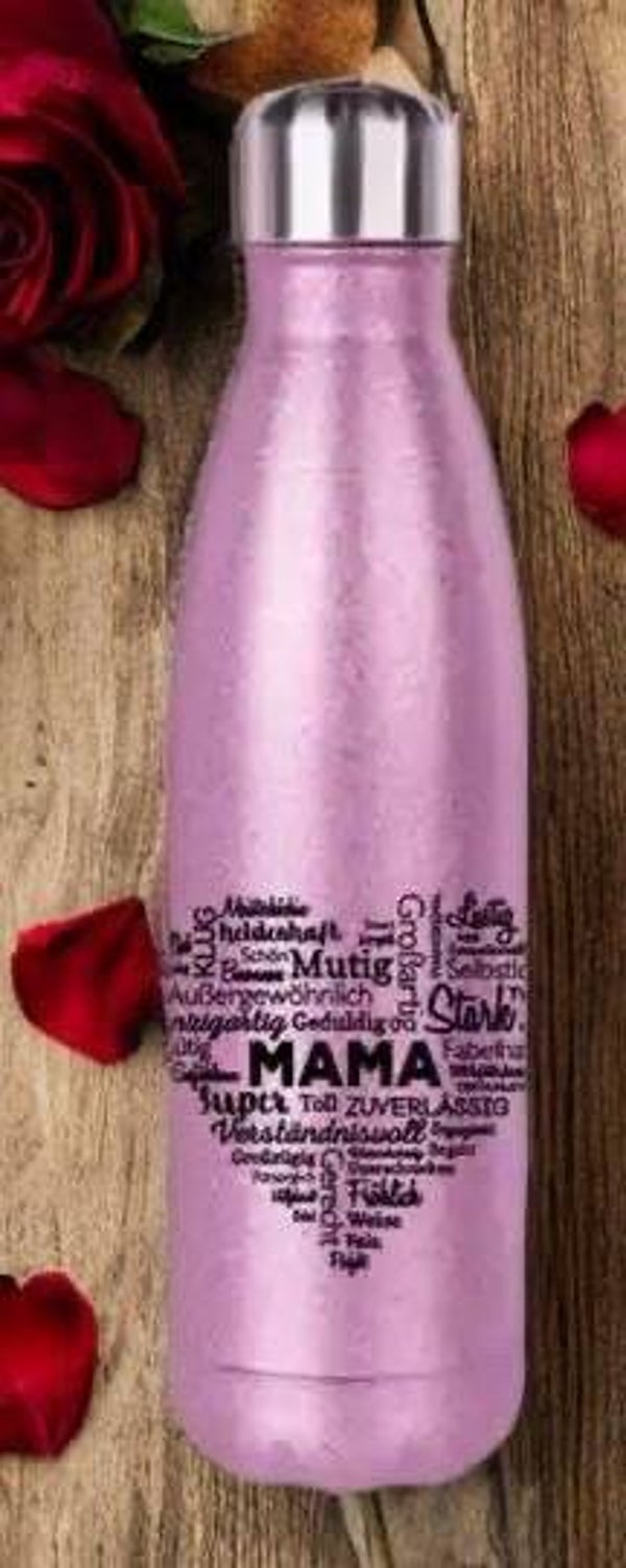Glitzer-Trinkflasche Herz Mama