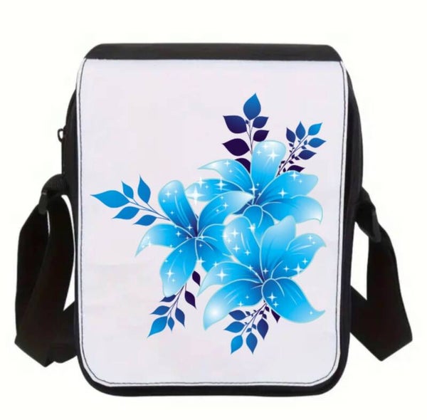Umhänge-Tasche Blume Blau