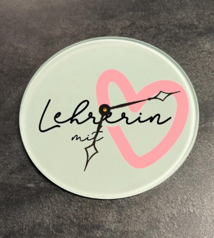 Wanduhr Lehrerin Herz Rosa