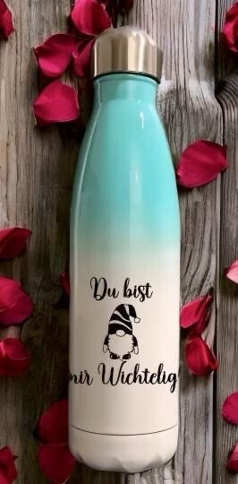 Trinkflasche wichtelig weiss/farbig