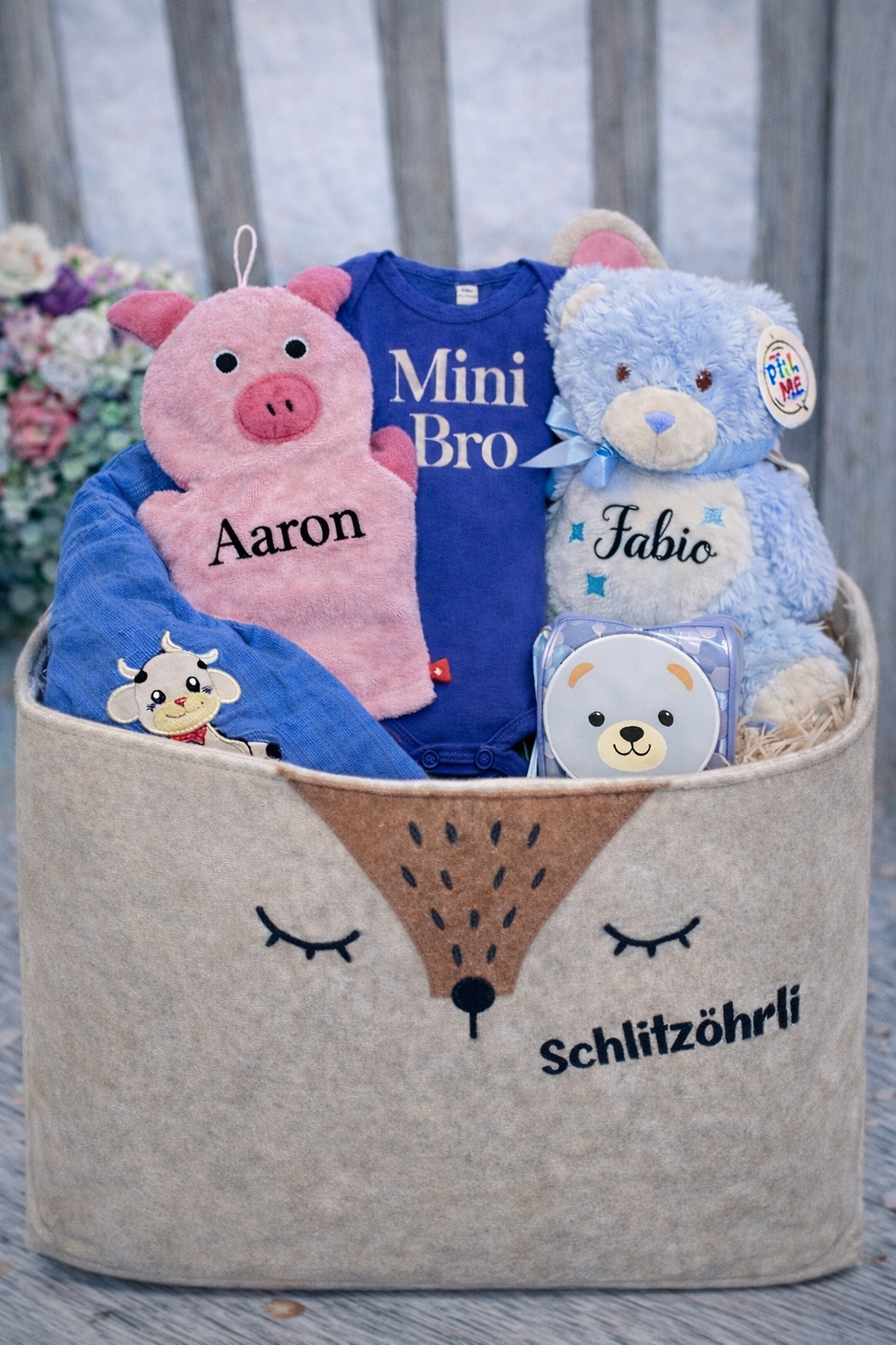Geschenkkorb Basic Geburt Junge