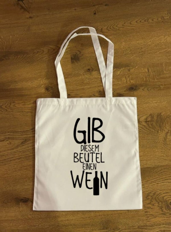Faltbare Einkaufstasche Gib dem Beutel einen Wein