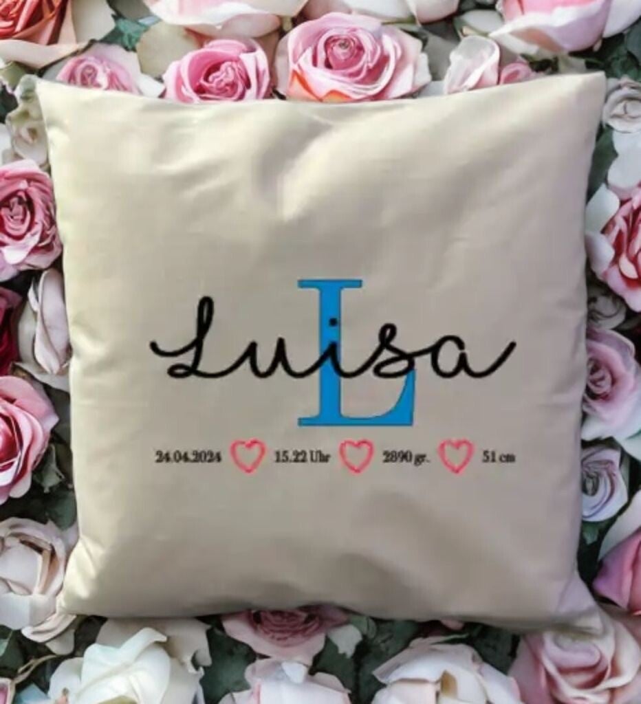 Fotokissen Geburt 40x40cm Variante 3