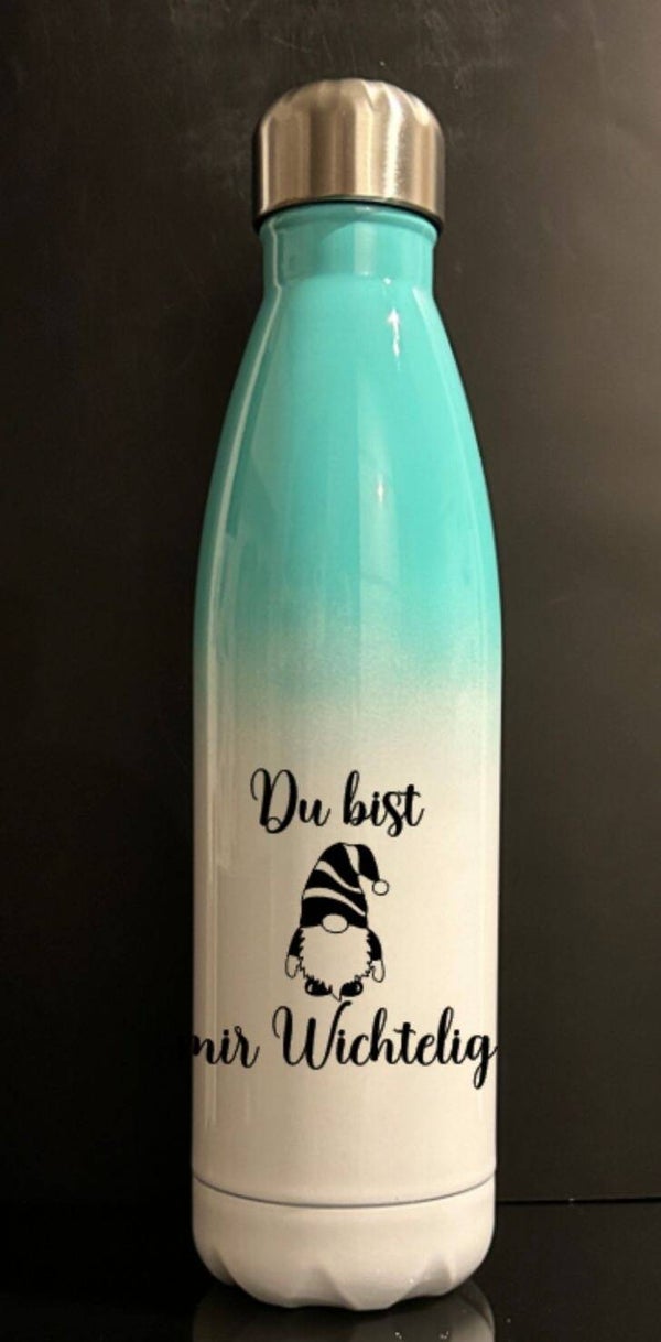 Trinkflasche wichtelig weiss/farbig