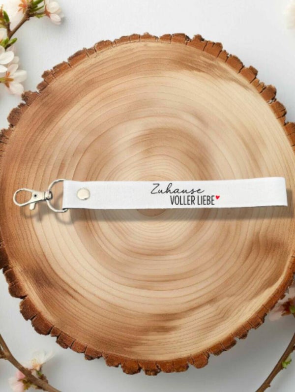 Schlüsselanhänger Stoffband Zuhause voller Liebe