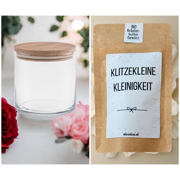 Aufbewahrungsglas inkl. Bio Kräuterbuttergewürz
