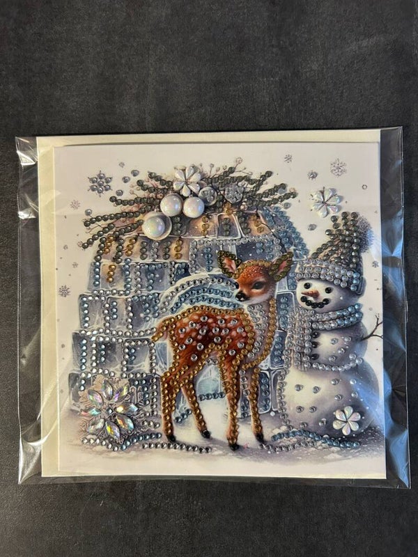 Weihnachtskarte Reh/Schneemann 4