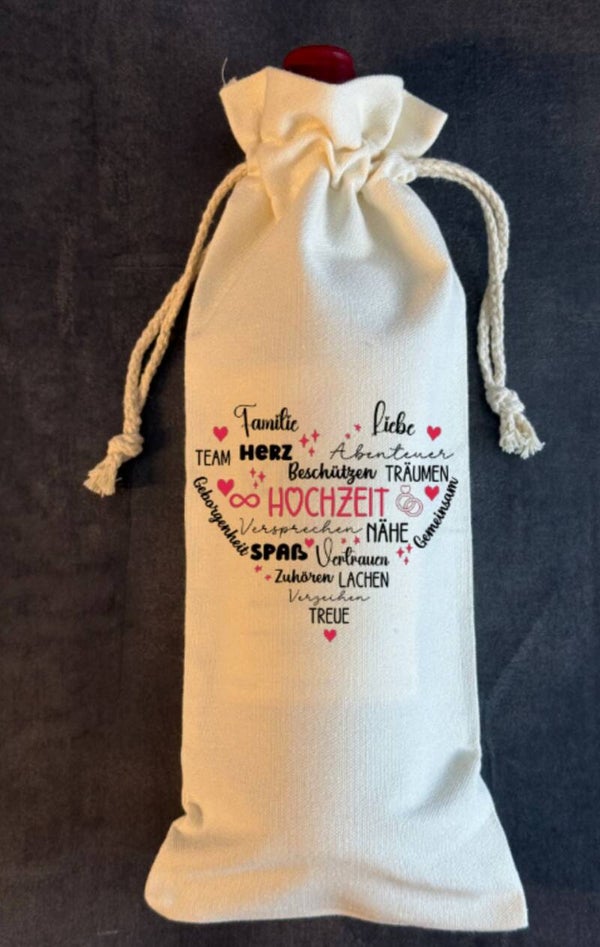Flaschenbeutel Hochzeit Herz