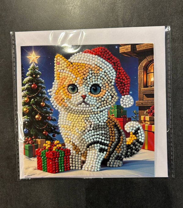 Weihnachtskarte Kinder Katze
