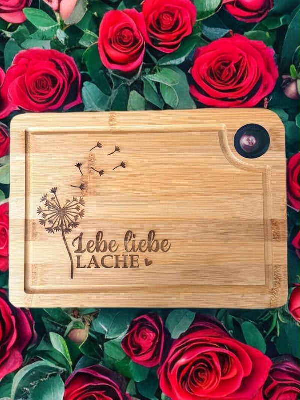 Holzschneidebrett Lebe, Liebe,Lache