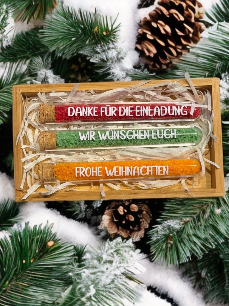 Reagenzglas 3-er Set mit Badesalz danke für die Einladung
