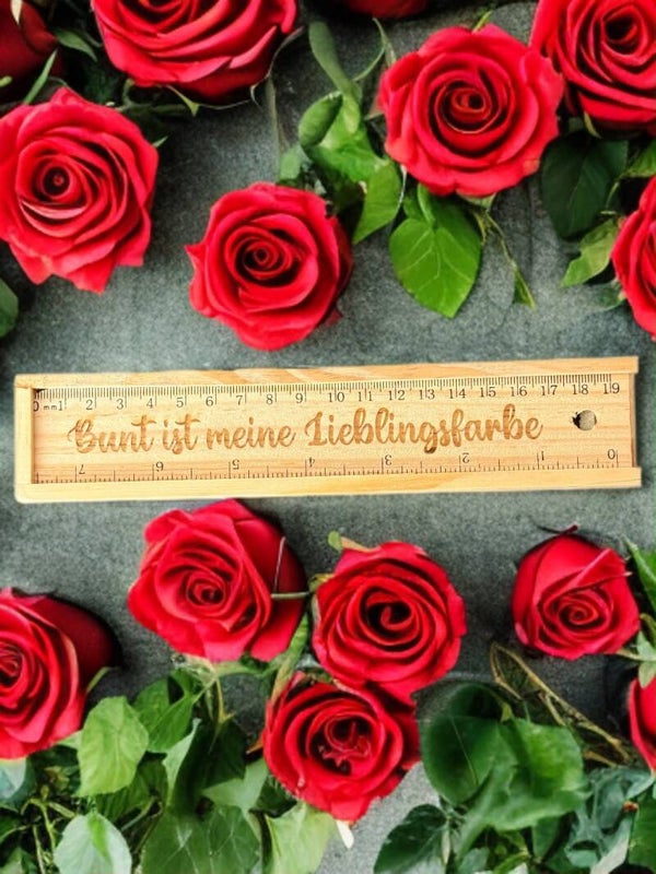 Stiftbox Holz inkl. Lineal Lieblingsfarbe