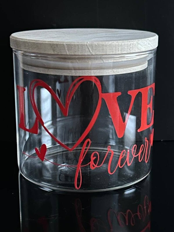 Dekoglas mit Bambusdeckel Forever