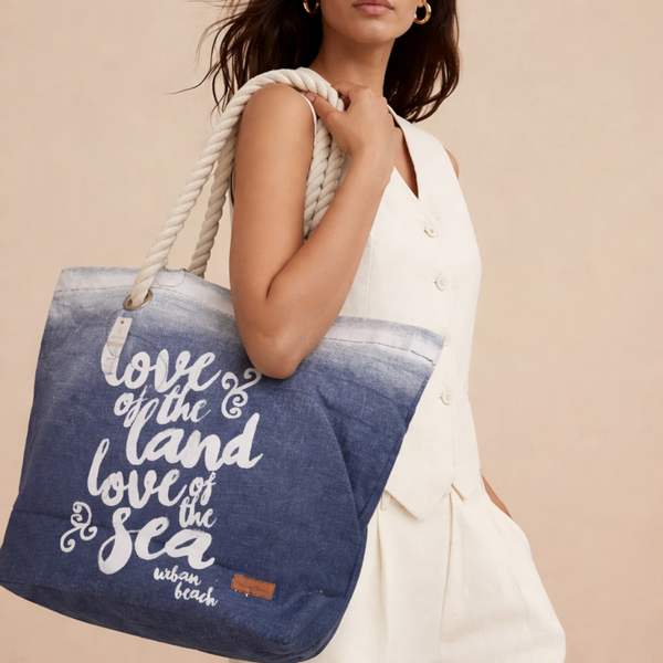 UrbanBeach - beachtas - rope beach bag - blauw